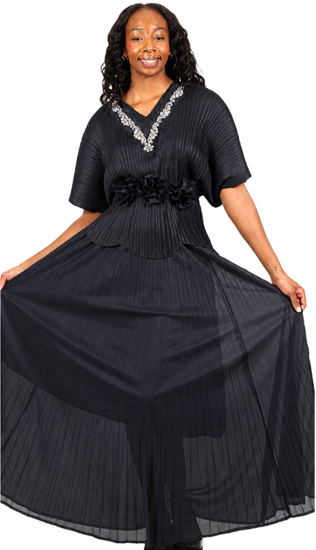 Diana Couture 8078-BLK Church Dress