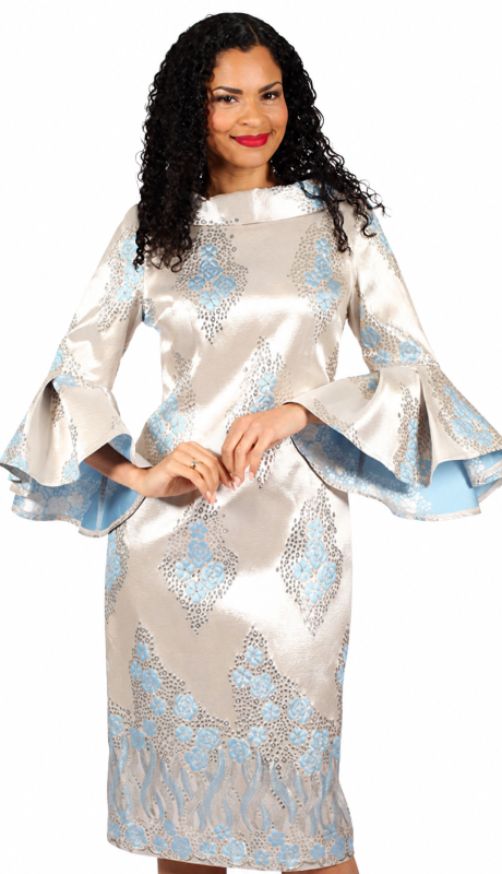 Diana Couture 8736-BLU Church Dress