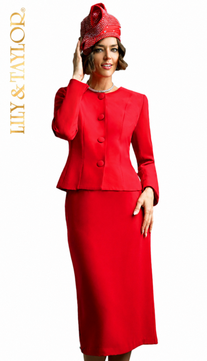 Lily And Taylor 2920-RED Church Suit