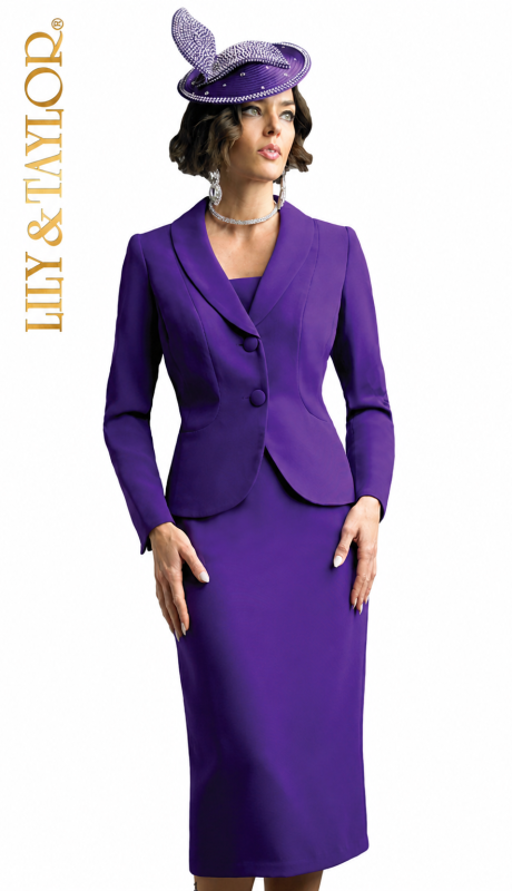 Lily And Taylor 4529-PUR-QS Church Suit