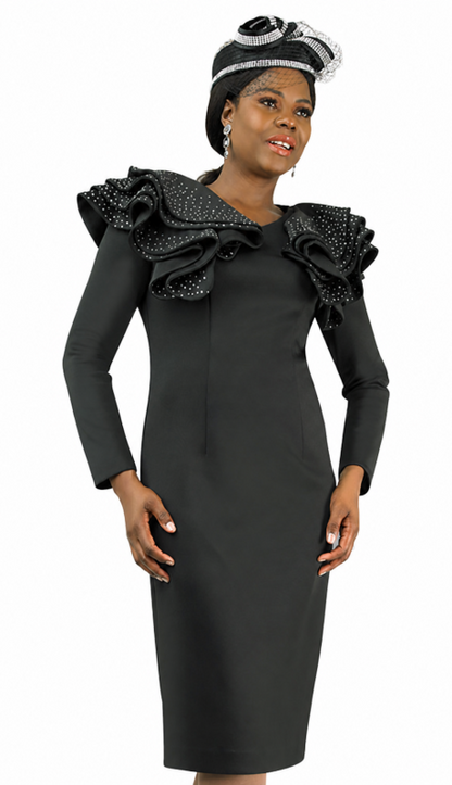 Lily And Taylor 4900-BLK Knit Church Dress