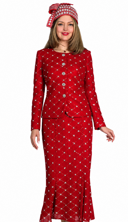 Lily And Taylor 5203-RED Church Dress