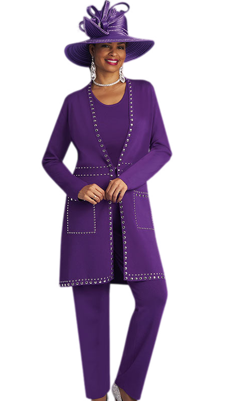 Lily And Taylor 783-PUR Ladies Pant Suit