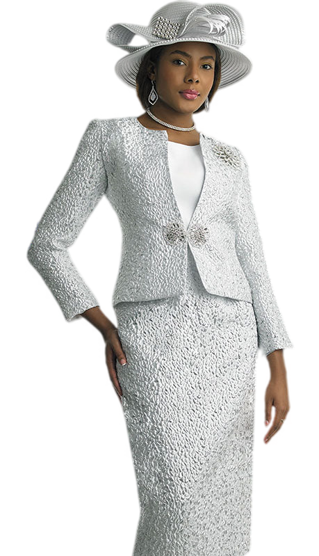 Lily And Taylor 4863-WHT Church Suit-Hat