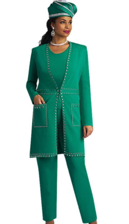 Lily And Taylor 783-EMR Ladies Pant Suit