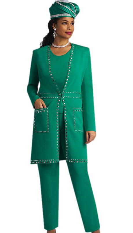 Lily And Taylor 783-EMR Ladies Pant Suit
