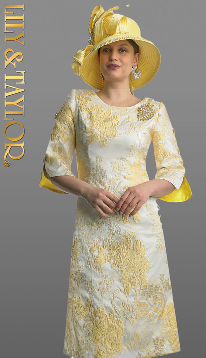 Lily and Taylor 4864-CANARY Church Dress