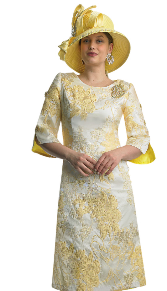 Lily and Taylor 4864-CANARY Church Dress