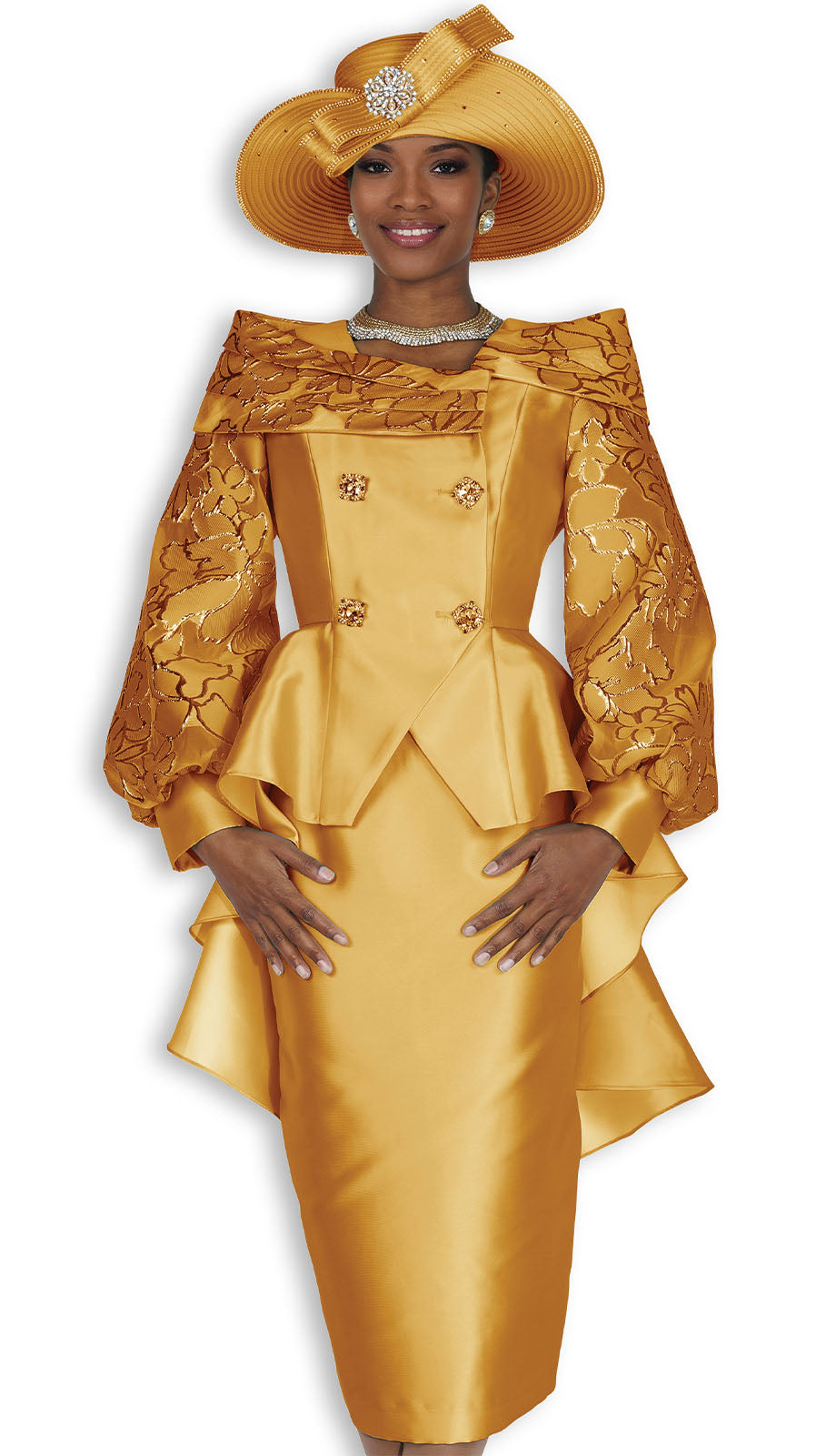 Elite Champagne 6455-GLD Church Suit