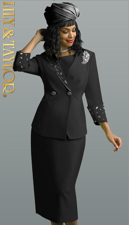 Lily And Taylor 4638-BLK-IH Church Suit