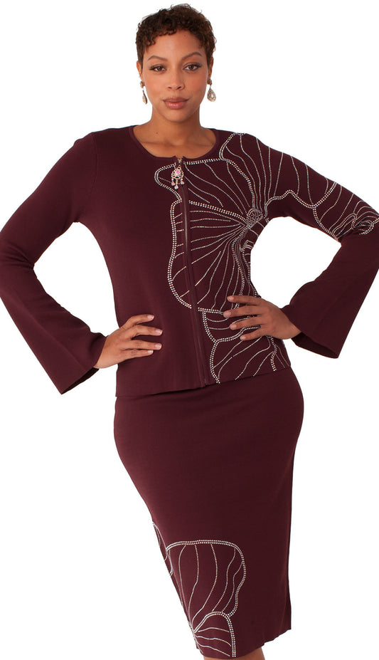 Kayla By Tally Taylor 5345-BRG-CO Womens Church Suit