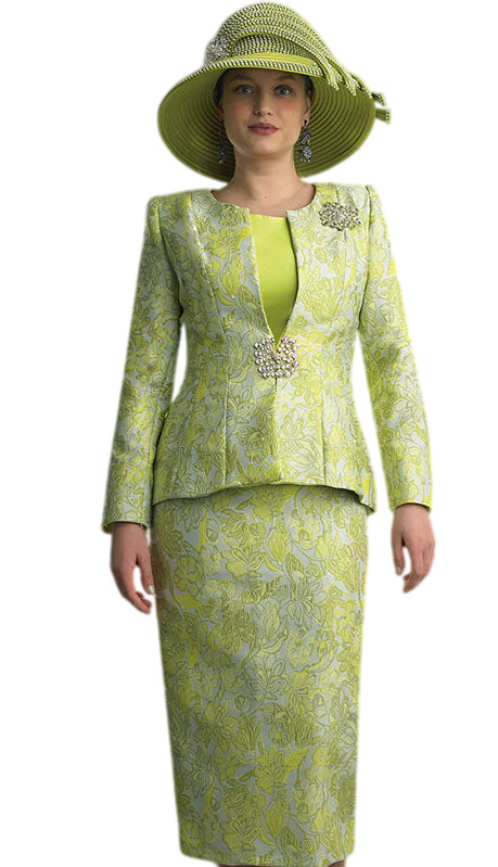 Lily And Taylor 4869-LIME Church Suit-Hat