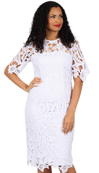 Diana Couture 8738-WHT Church Dress