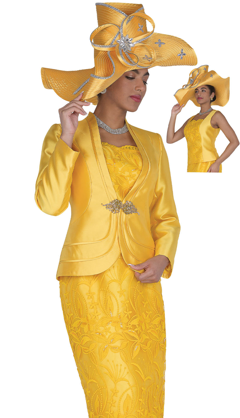 Champagne Italy 6213-YLW Unisex Church Suit