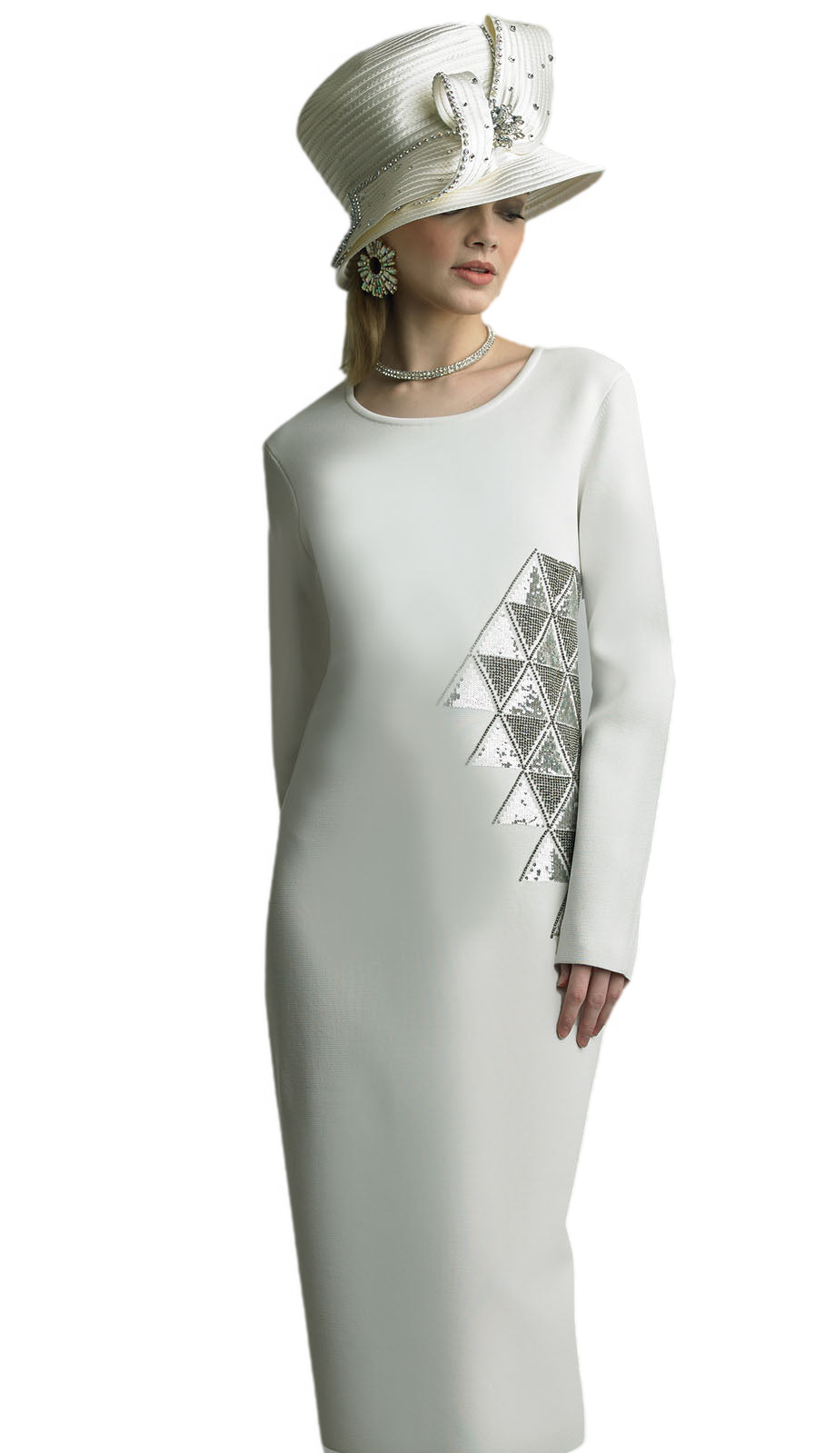 Lily and Taylor 621-IVO Knit Church Dress