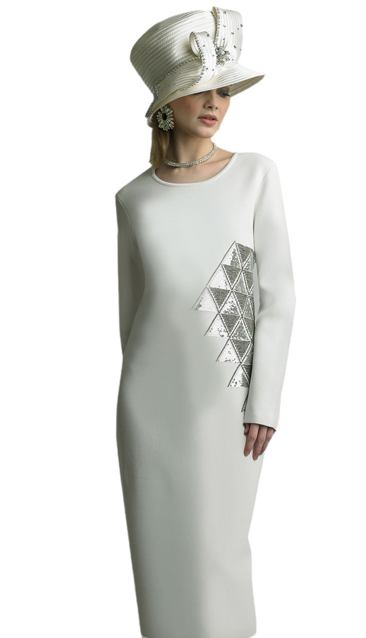 Lily and Taylor 621-IVO Knit Church Dress