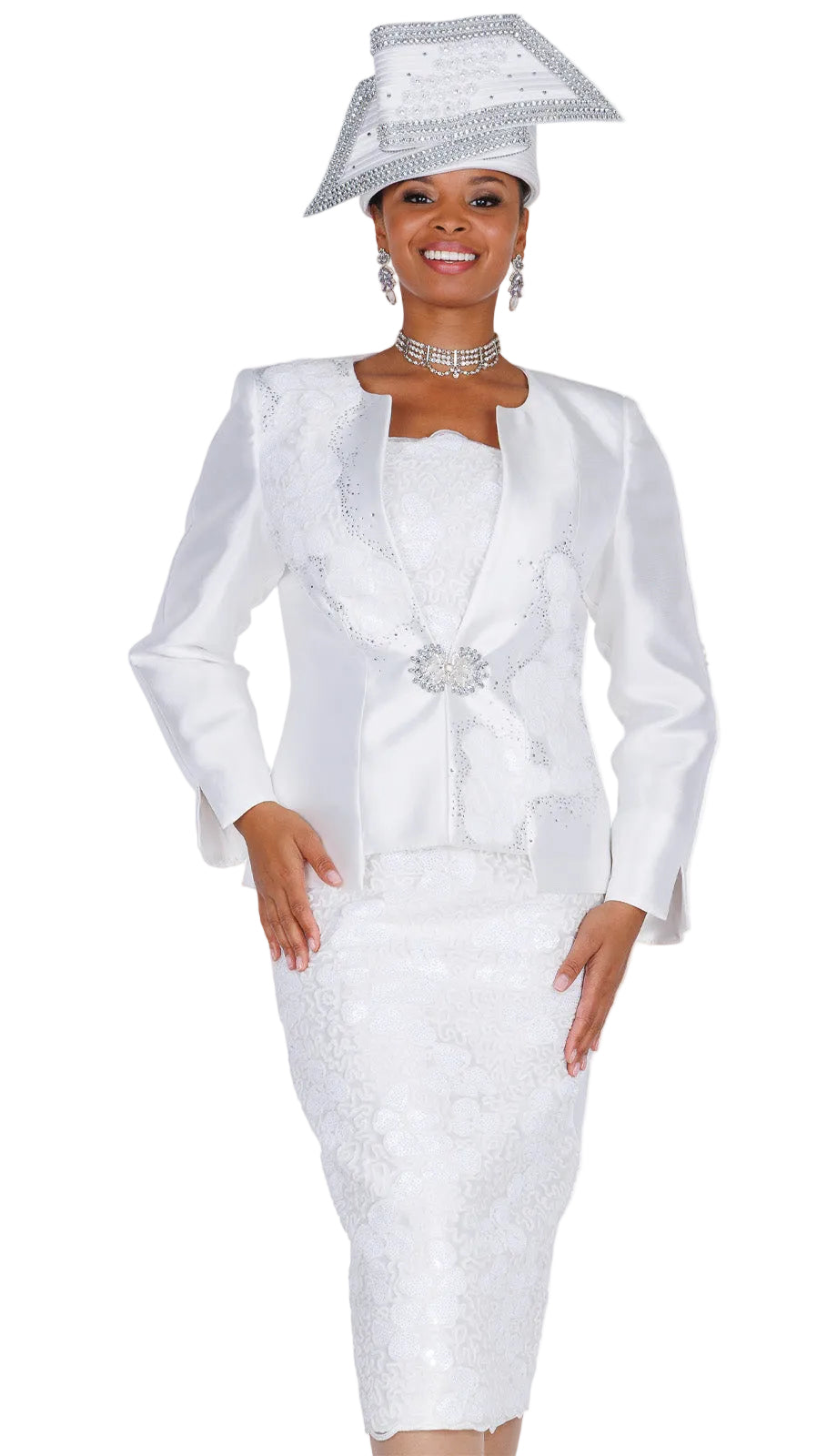Elite Champagne 6465-WHT-H Church Hat