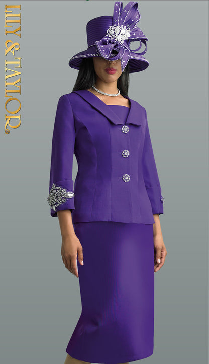 Lily And Taylor 4590-PUR-QS Church Suit
