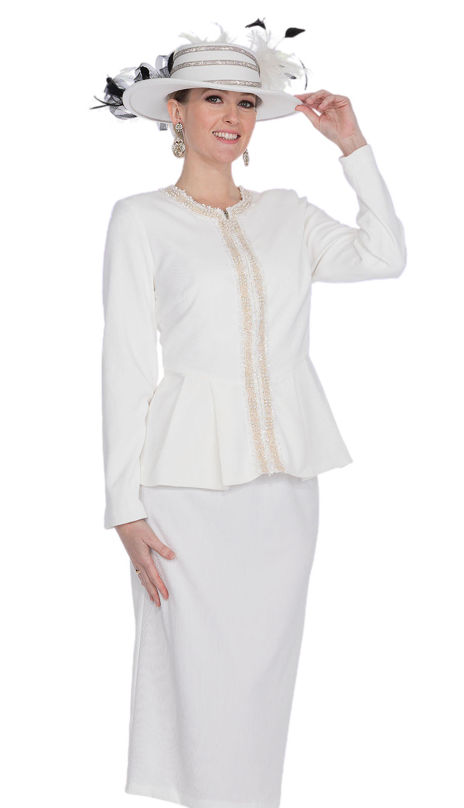 Elite Champagne 5958-WHT-CO Church Suit for Women