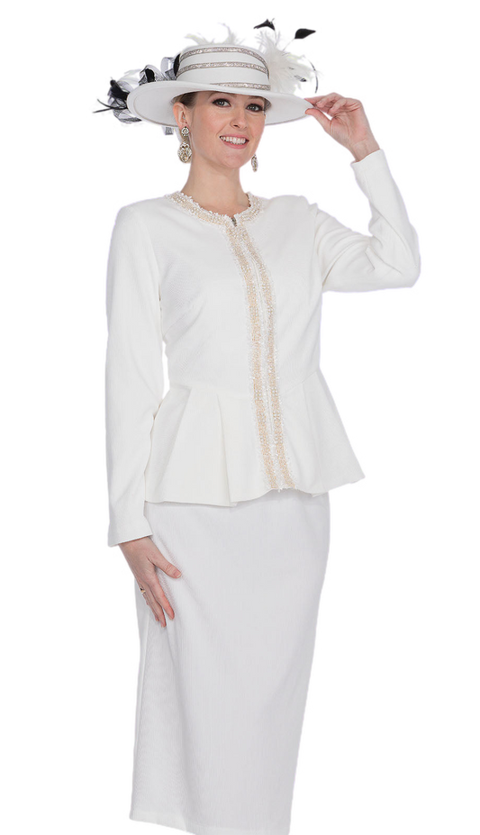 Elite Champagne 5958-WHT-CO Church Suit for Women