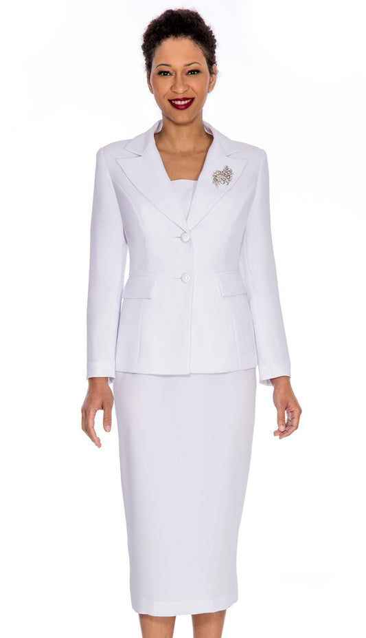 Giovanna 0710-WH-CO ( 2pc Womens PeachSkin Suit With Two Button Closure Jacket And Skirt )