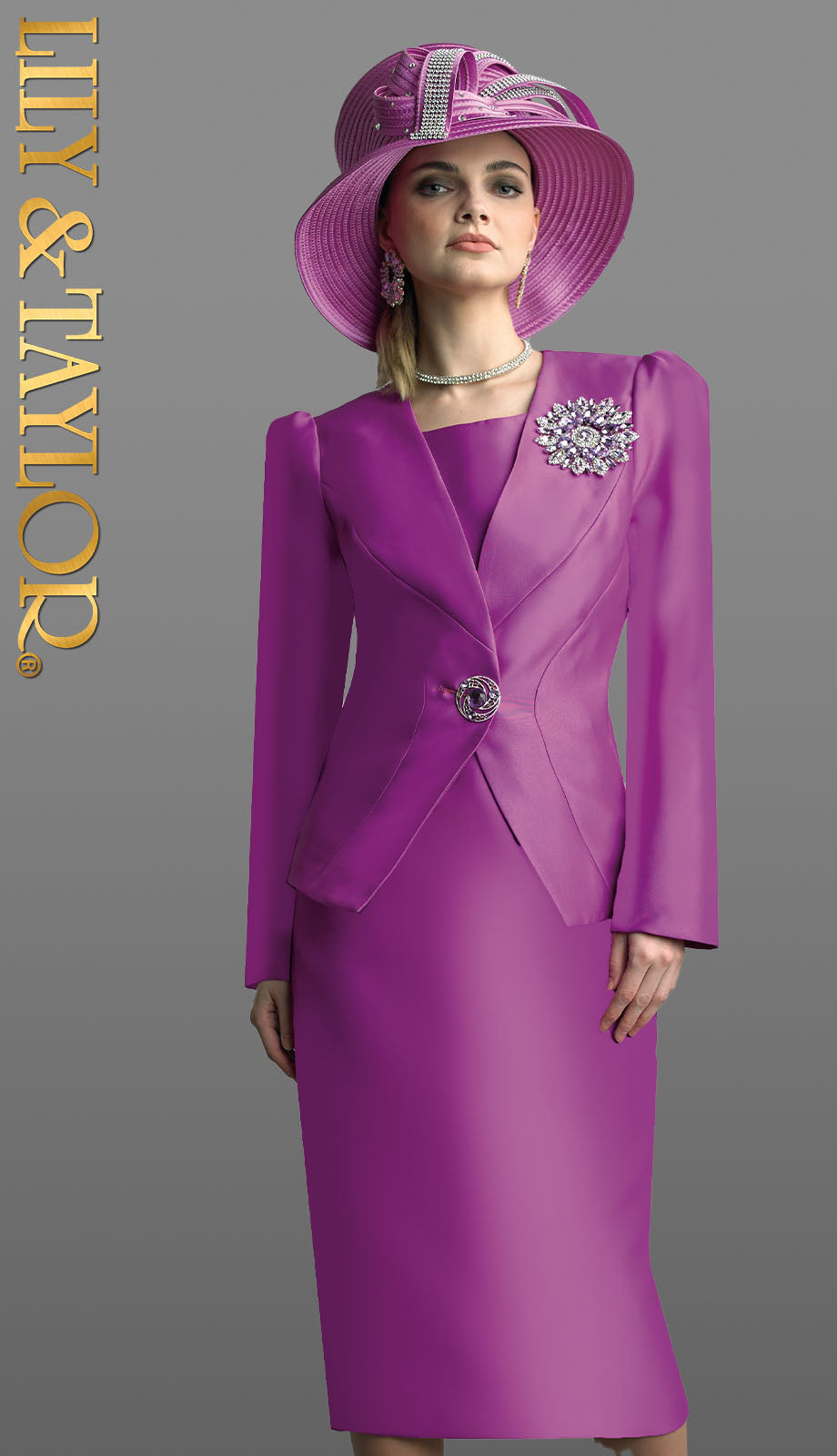 Lily And Taylor 4890-ORCHID Church Suit-Hat