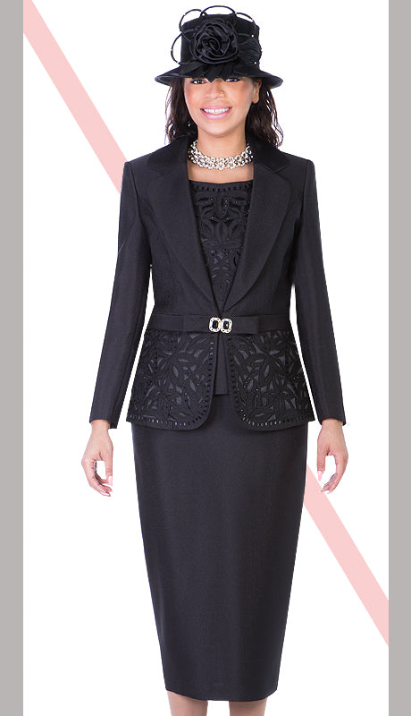 Giovanna 1007-BLK  Church Suit-hat