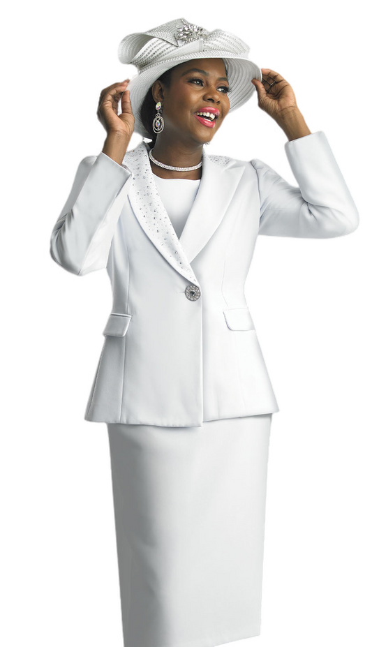 Lily And Taylor 4891-WHT-QS Church Suit