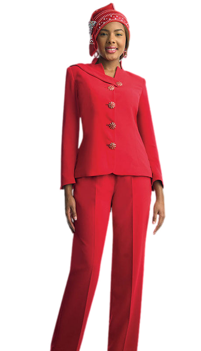 Lily And Taylor 4892-RED Church Pant Suit