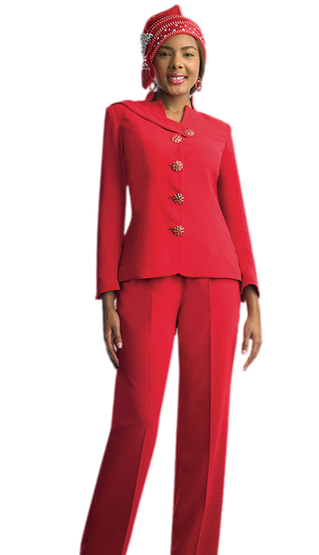 Lily And Taylor 4892-RED Church Pant Suit