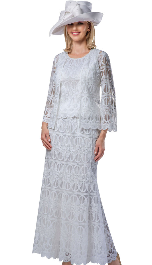 Giovanna 0946-WHT-H Church Dress-Hat
