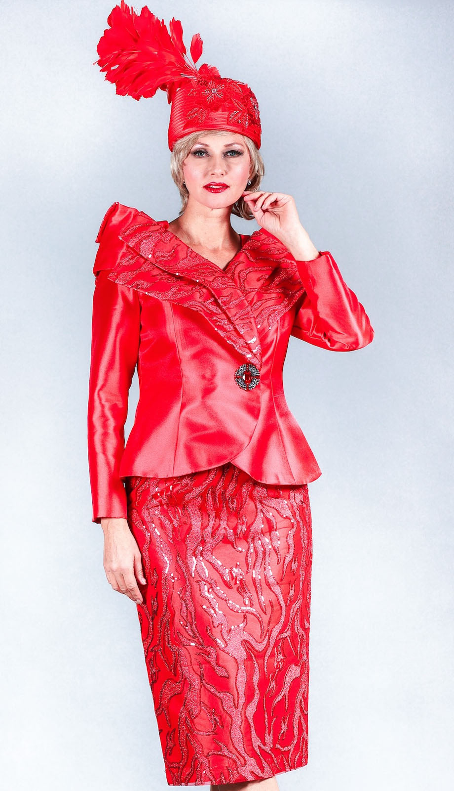 Giovanna 1211-RED Ladies Church Suit