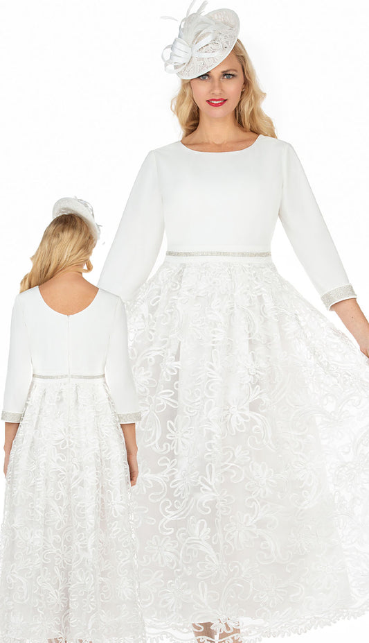 Giovanna D7208-WHT-CO Church Dress