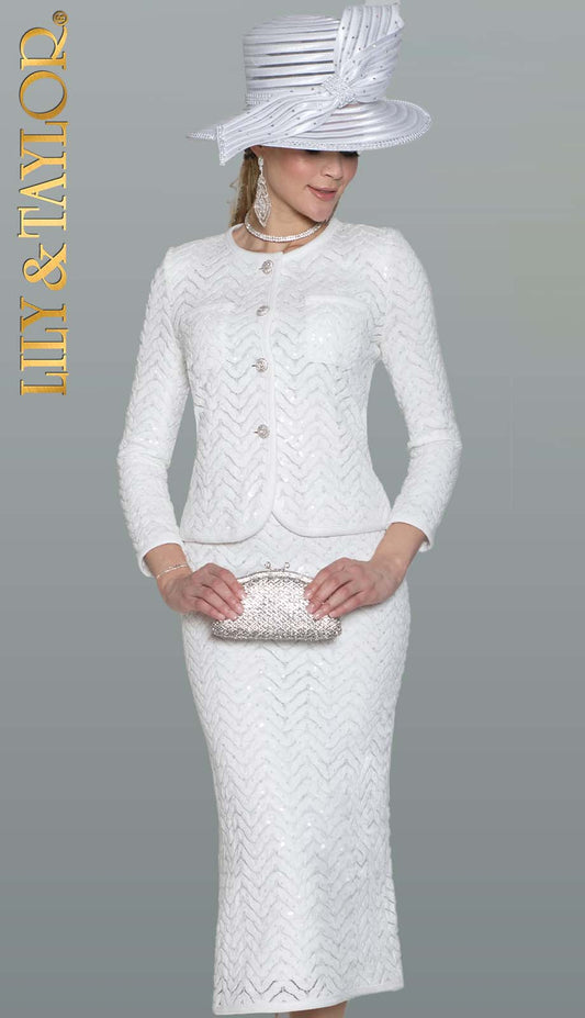 Lily and Taylor 5142-WHT-QS Church Suit