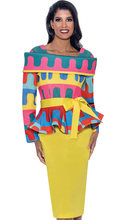 Stellar Looks SL1902-YWM-QS Designer Church Suit