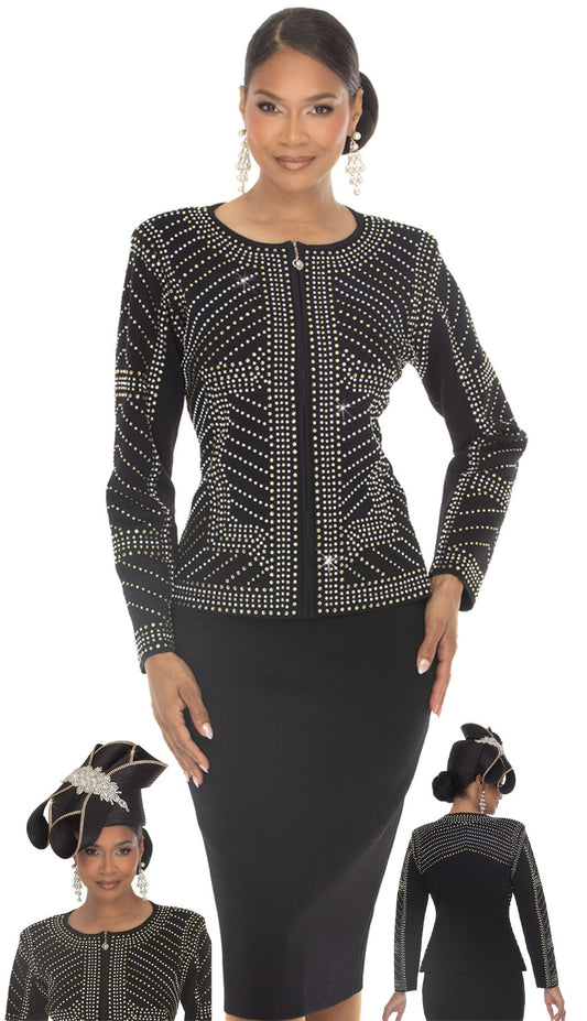 Donna Vinci 13471-BLK-QS Church Suit