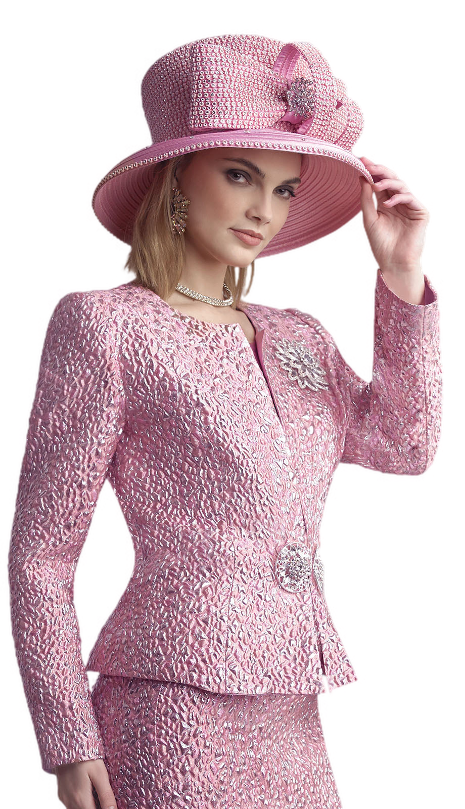 Church Suit 4863-PINK Lily And Taylor-Hat