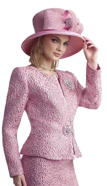 Church Suit 4863-PINK Lily And Taylor-Hat