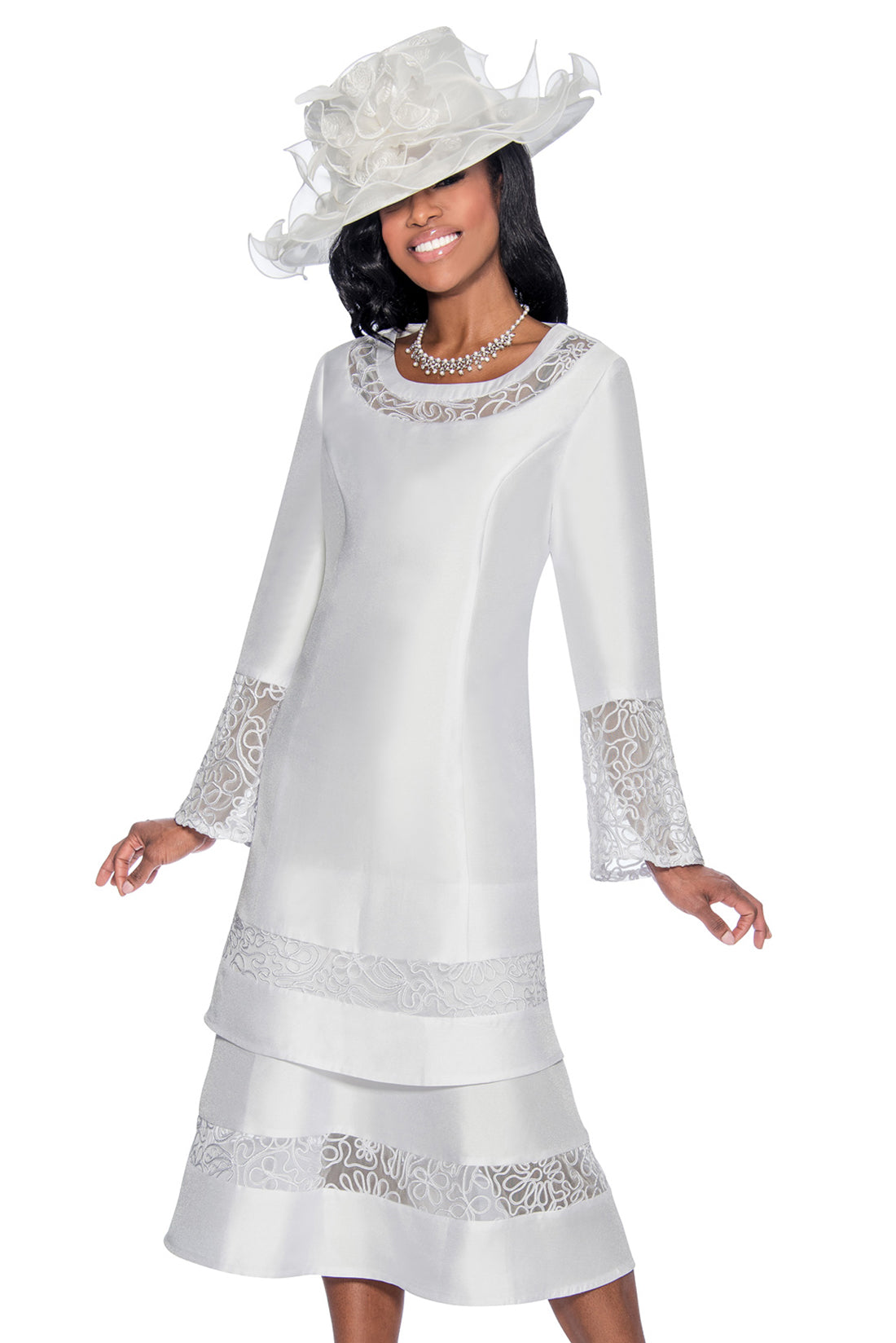 Giovanna D1343-WHT Church Dress - Hat