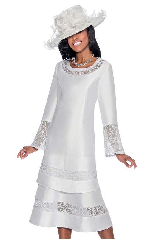 Giovanna D1343-WHT Church Dress - Hat