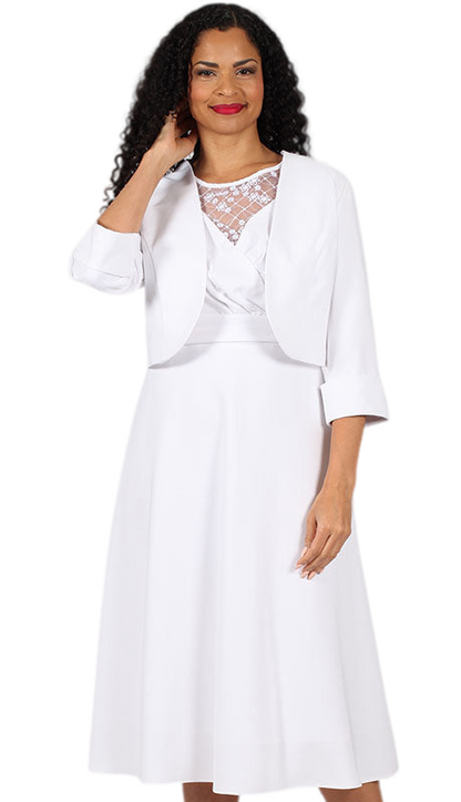 Diana Couture 8695-WHT Church Dress