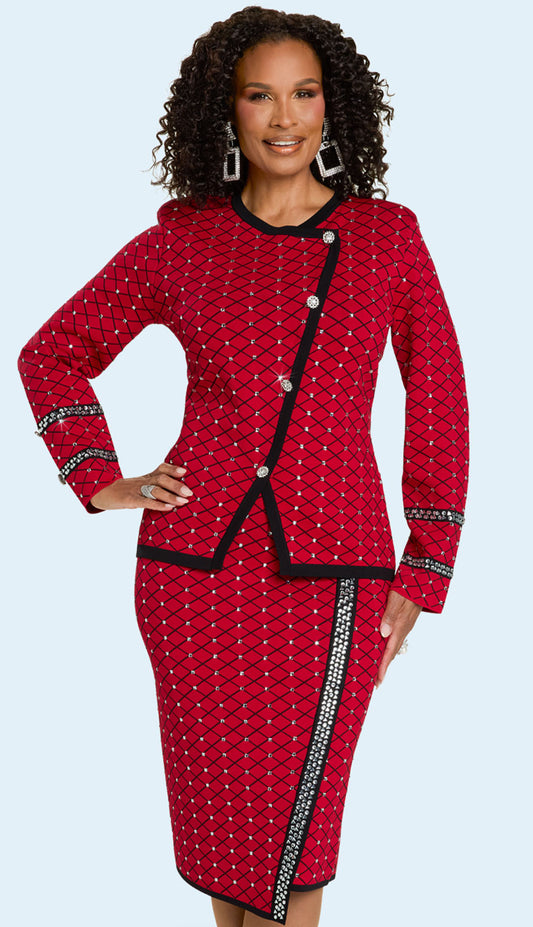 Donna Vinci 13451-RED Church Suit