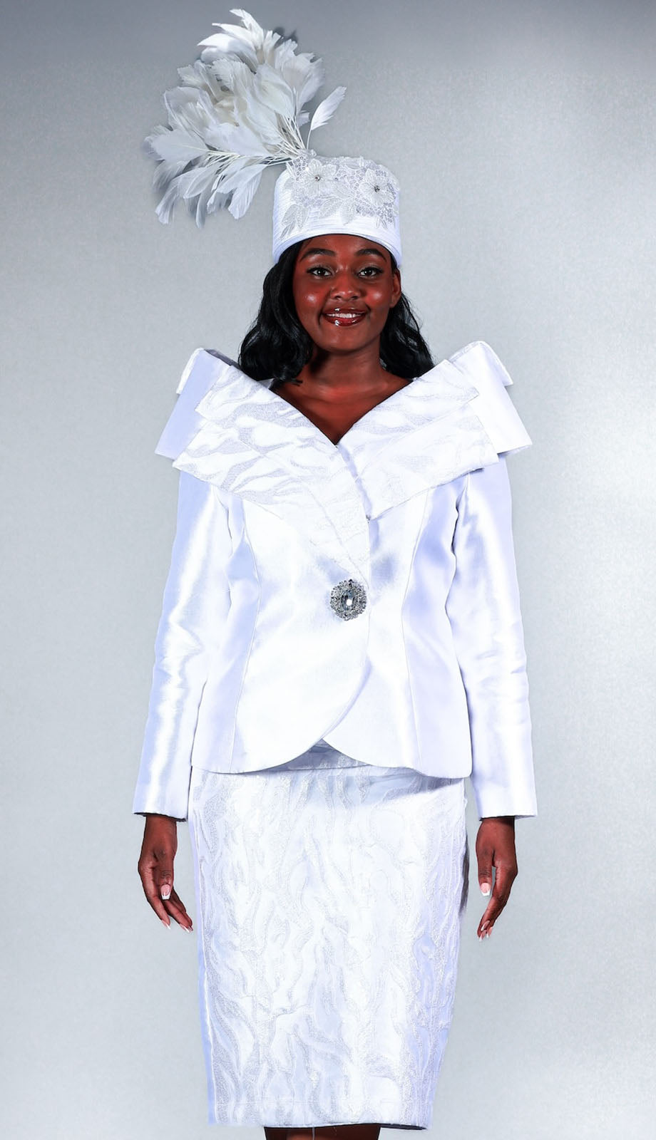 Giovanna 1211-WHT-H Church Suit-Hat