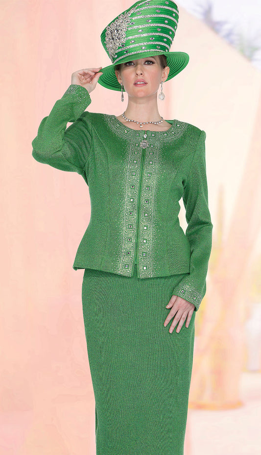 Champagne Italy 5953-GRN Church Suit for Women-Hat