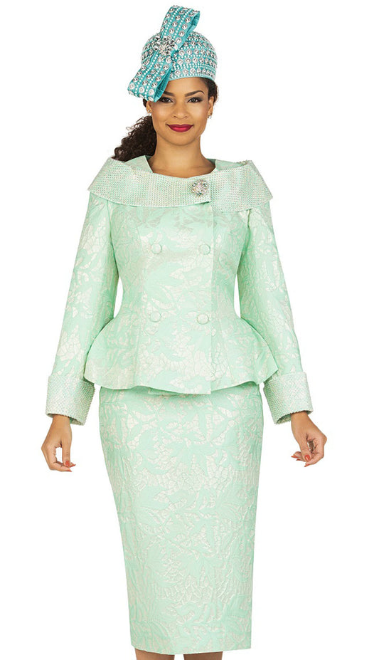 Giovanna 1162-BLU-H Church Suit-Hat