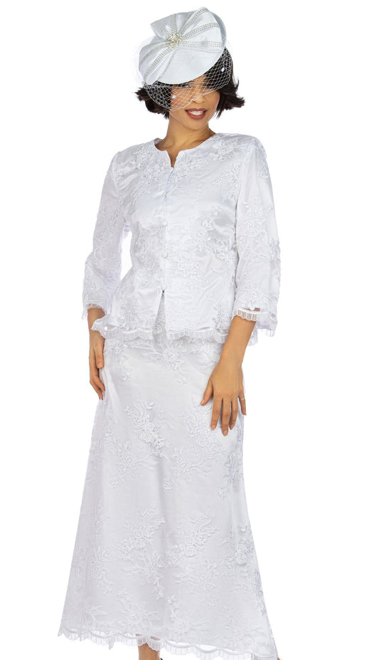 Giovanna 0947-WH Church Suit-Hat