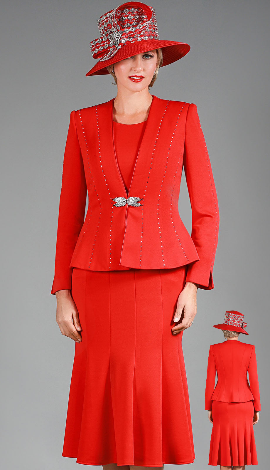 Giovanna G1225-RED-H Church Suit-Hat