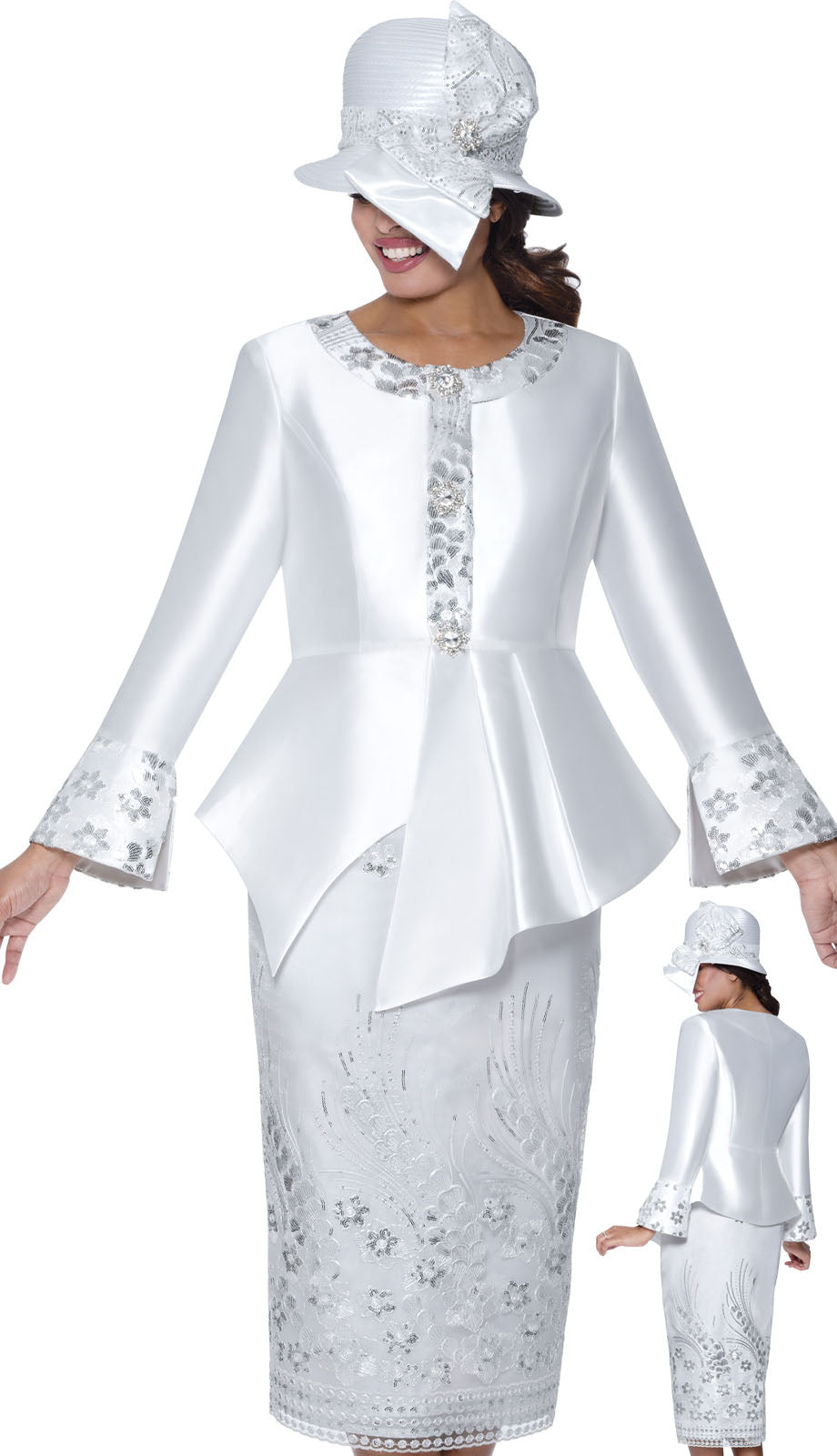 GMI G400912-WHT-H Church Suit-Hat