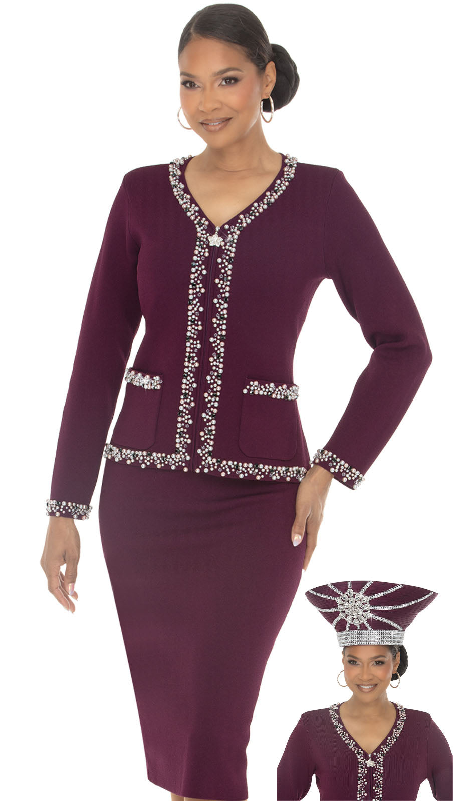 Donna Vinci 13472-PLM-H Church Hat