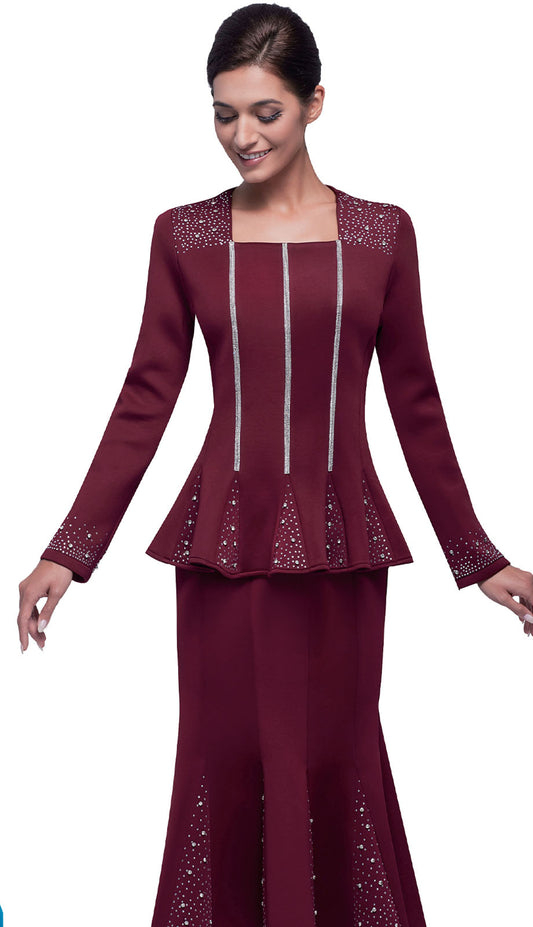 Serafina 4389-BUR Womens Church Suit